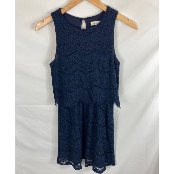 Monteau Navy Lace Layered Sleeveless Dress Size Small - Picture 1 of 6